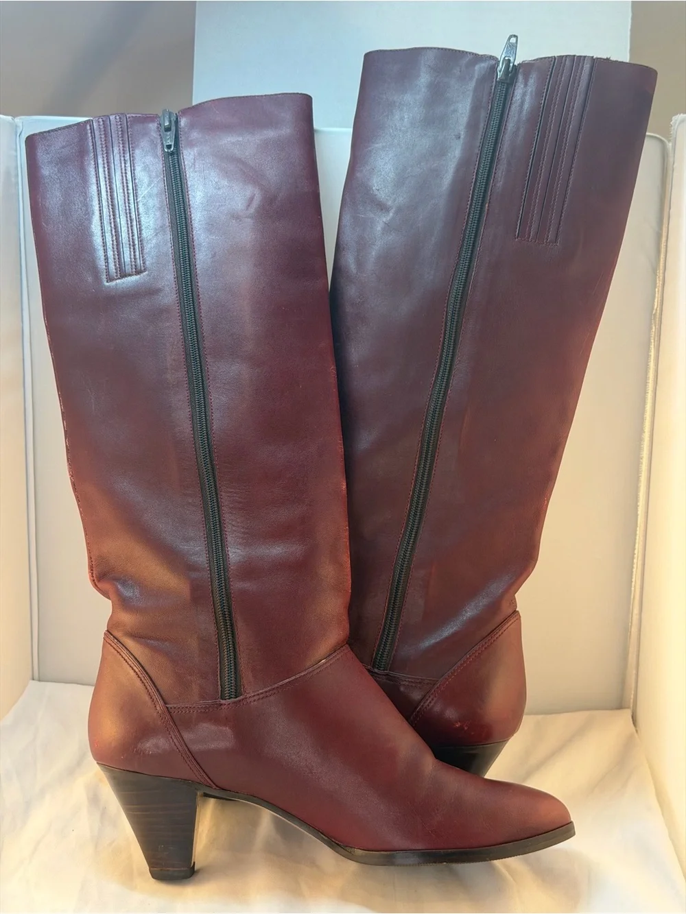 Vintage Etienne Aigner Burgundy Knee-High Leather Boots